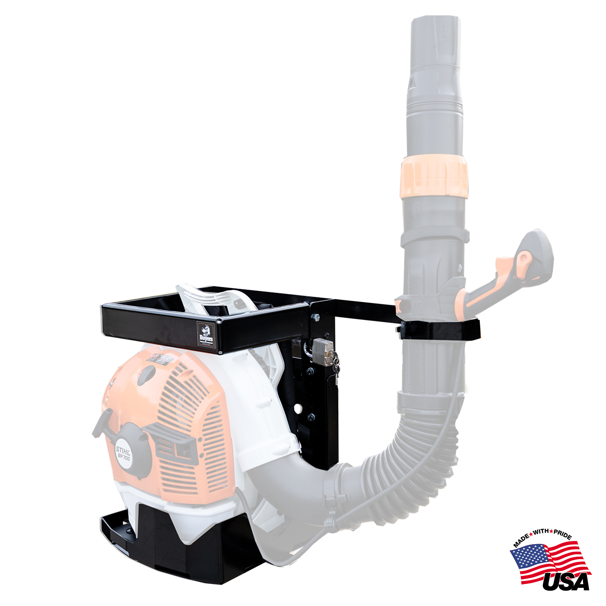 Buyers Products LT24 Universal Lockable Backpack Blower Rack For Open & Enclosed Landscape Trailers, Quick Bolt-On Application, Adjustable Height To Fit All Blower Makes & Models, Made In The USA ,Model# LT24